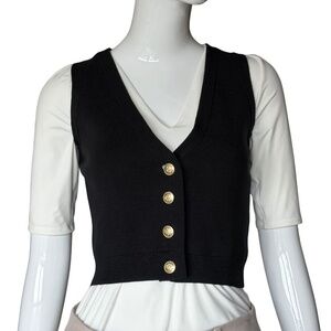 J. Crew Black Button Down Knit Vest Size XXS NWT